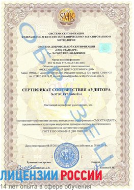 Образец сертификата соответствия аудитора №ST.RU.EXP.00006191-1 Алатырь Сертификат ISO 50001