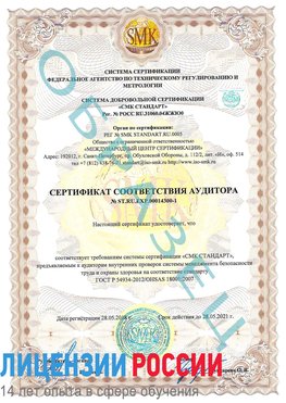 Образец сертификата соответствия аудитора №ST.RU.EXP.00014300-1 Алатырь Сертификат OHSAS 18001