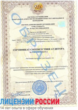 Образец сертификата соответствия аудитора №ST.RU.EXP.00006191-2 Алатырь Сертификат ISO 50001